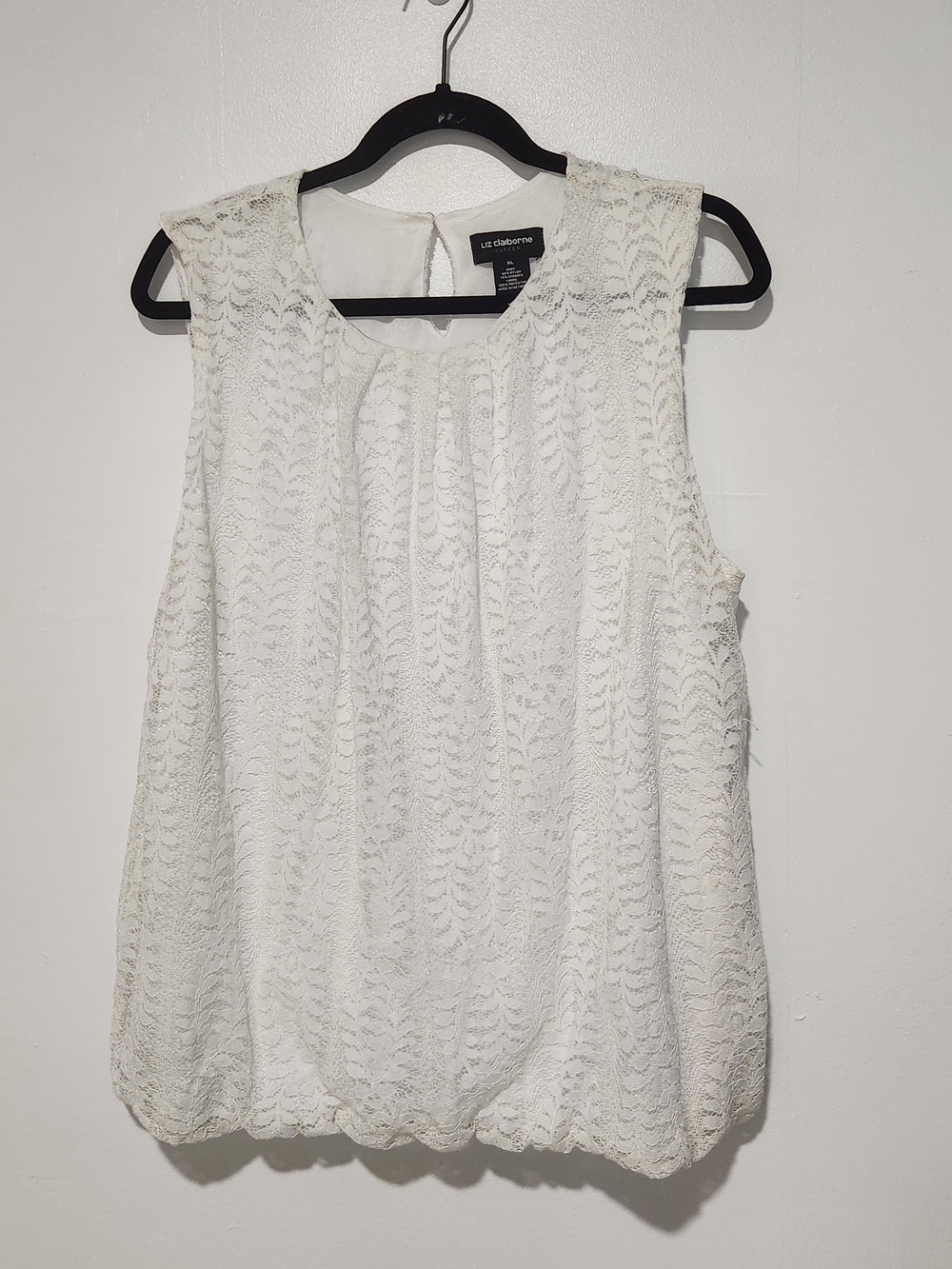 Liz Claiborne White Lace Sleeveless Blouse Career Size - XL
